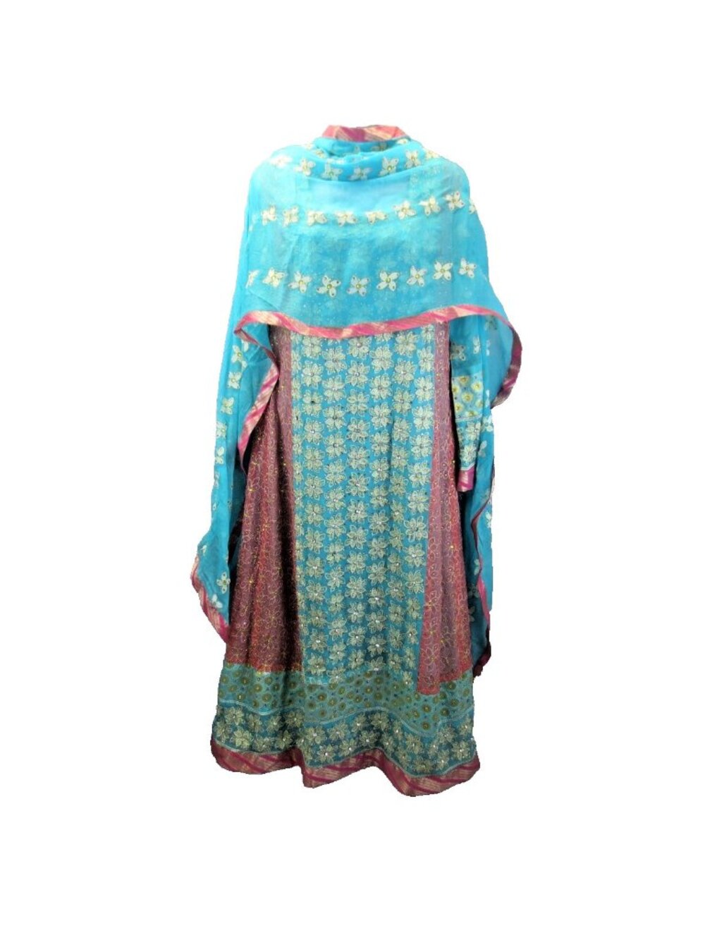 Pakistani Beaded Crystal Salwar Kameez Top & Shawl Indian Party Kurta Costume